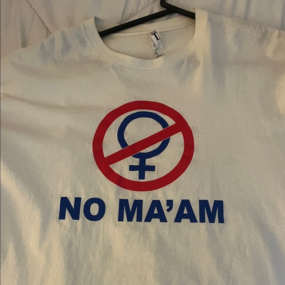 White T-Shirt with No Ma'am Graphic